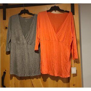 Lot of 2 a:glow Ladies Size XL Nursing Maternity Shirt Gray & Coral is New